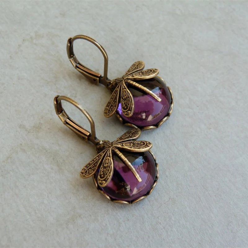 Fashion Retro Small Dragonfly Pattern Earrings